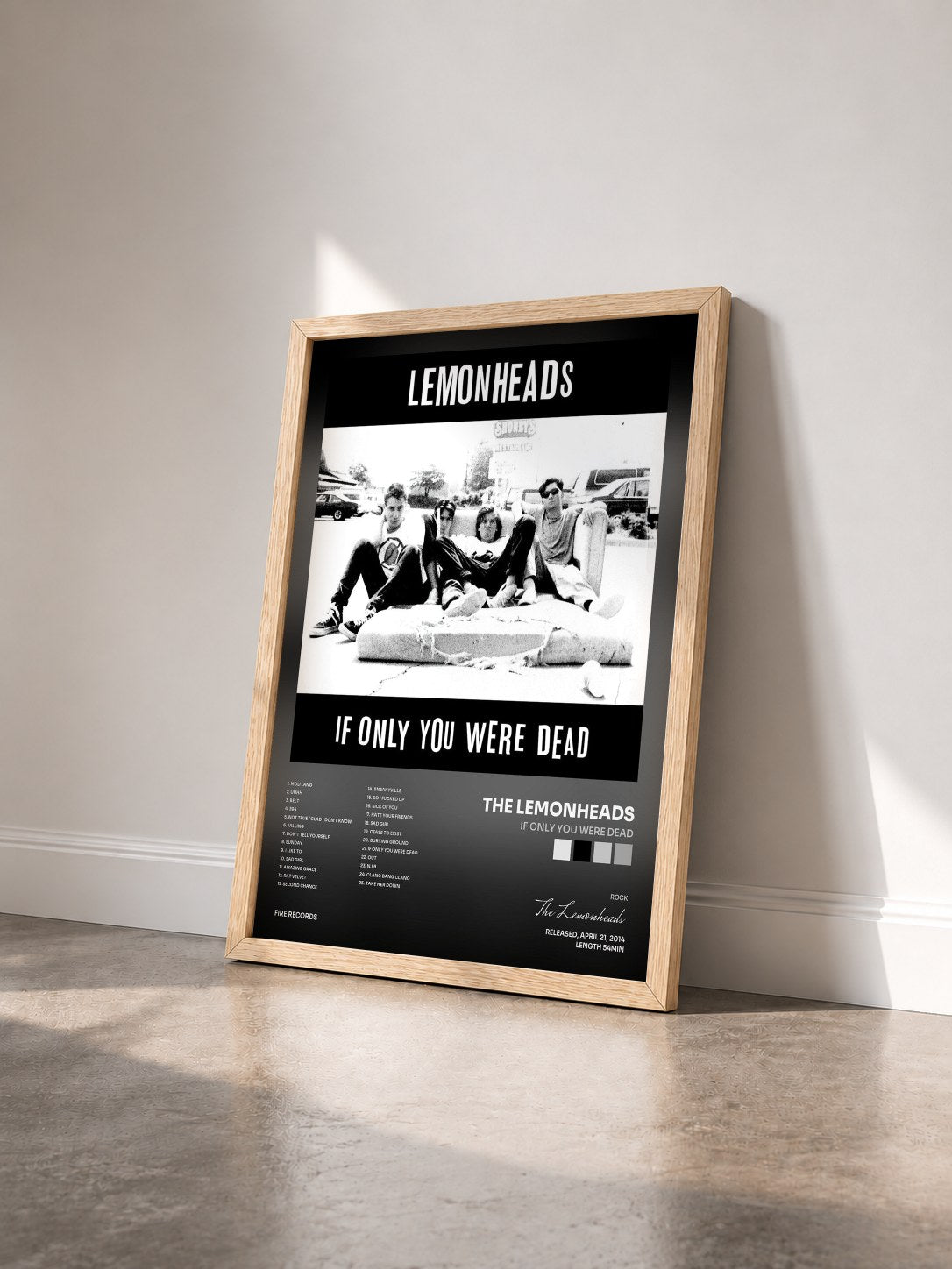 #bois Tableau de l'album If Only You Were Dead de The Lemonheads vu de trois quarts, cadre en bois brut