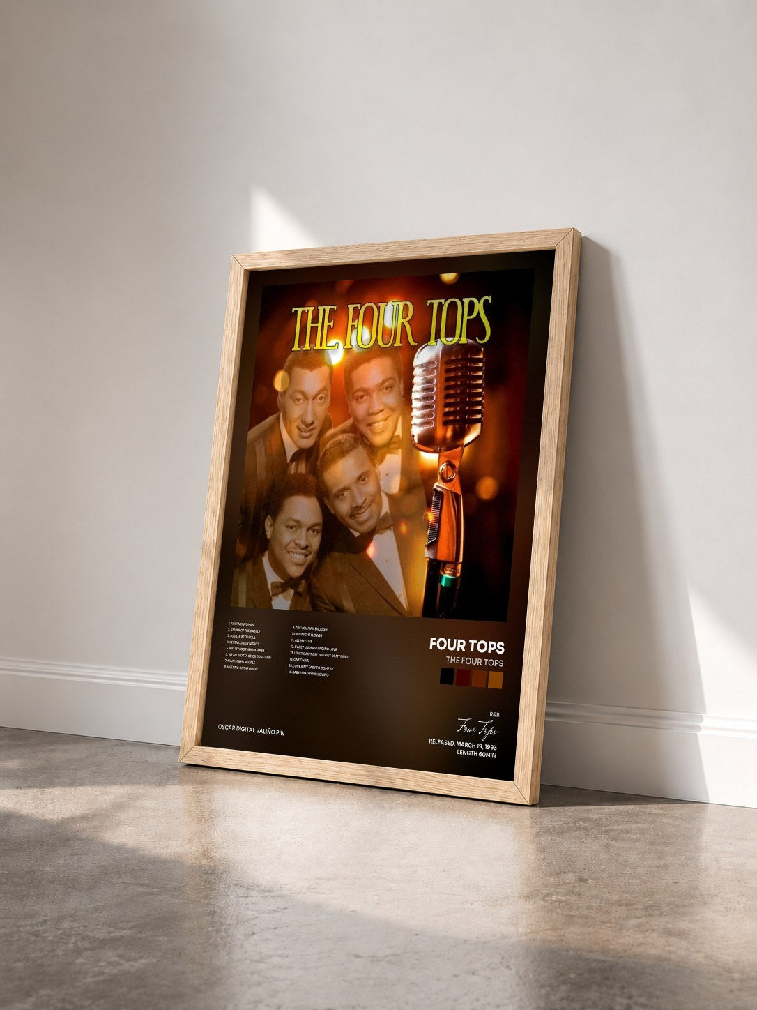 #bois Tableau de l'album The Four Tops de Four Tops vu de trois quarts, cadre en bois brut