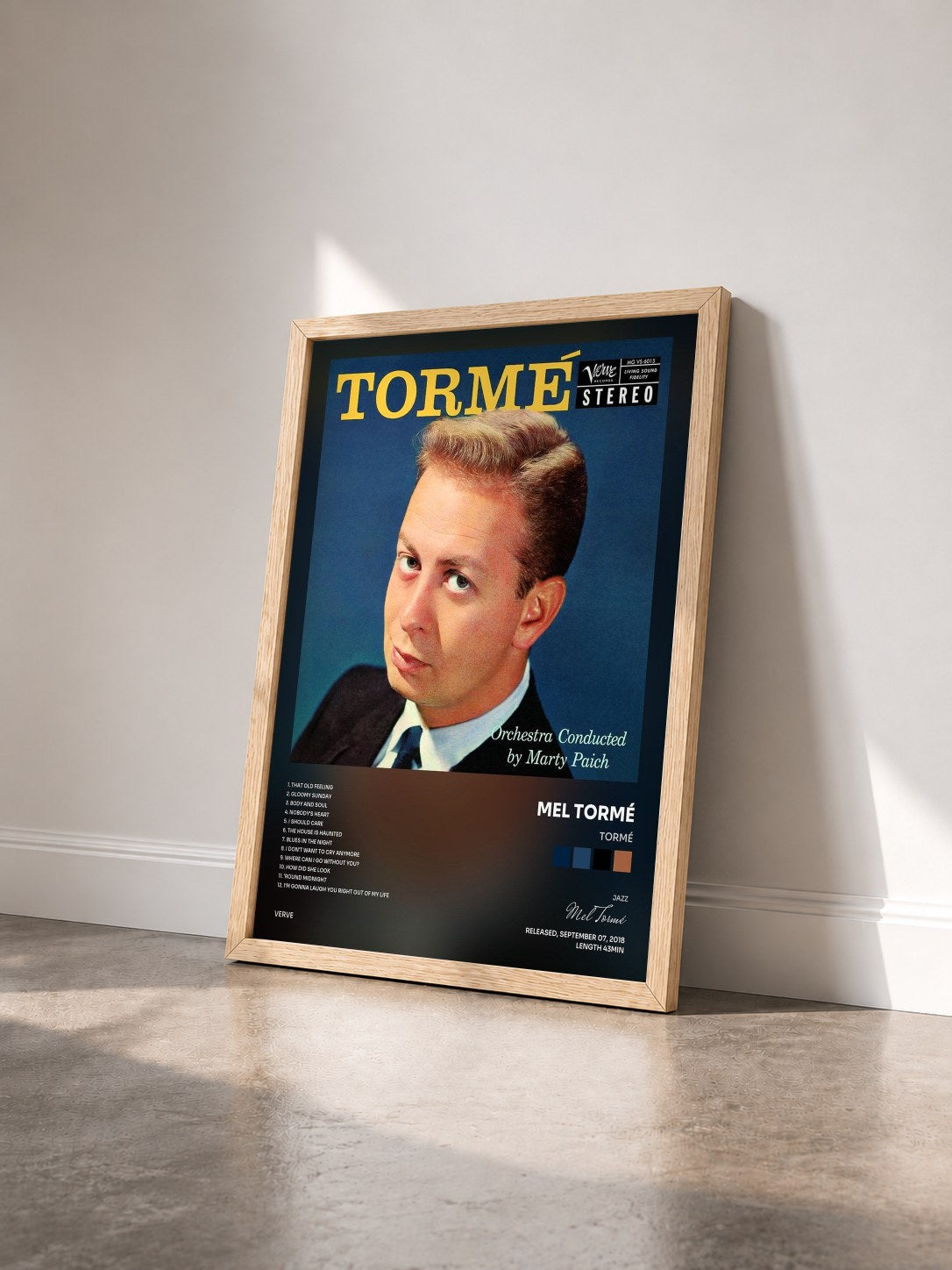 #bois Tableau de l'album Tormé de Mel Tormé vu de trois quarts, cadre en bois brut