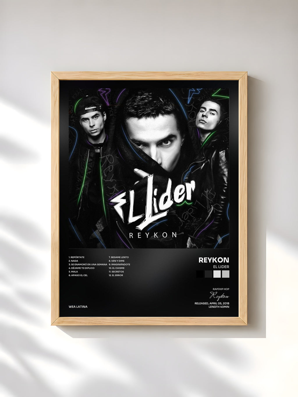 #bois Tableau de l'album El Lider de Reykon, cadre en bois brut, imprimé et encadré en France