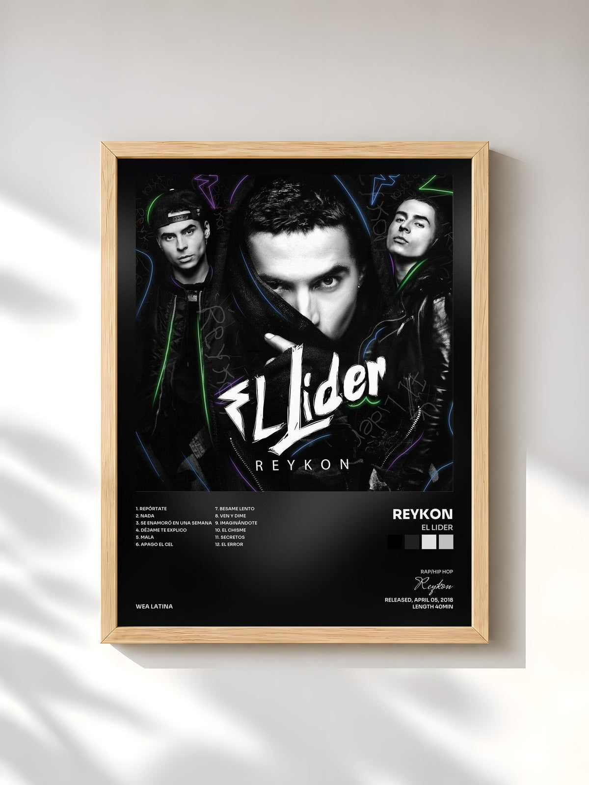 #bois Tableau de l'album El Lider de Reykon, cadre en bois brut, imprimé et encadré en France