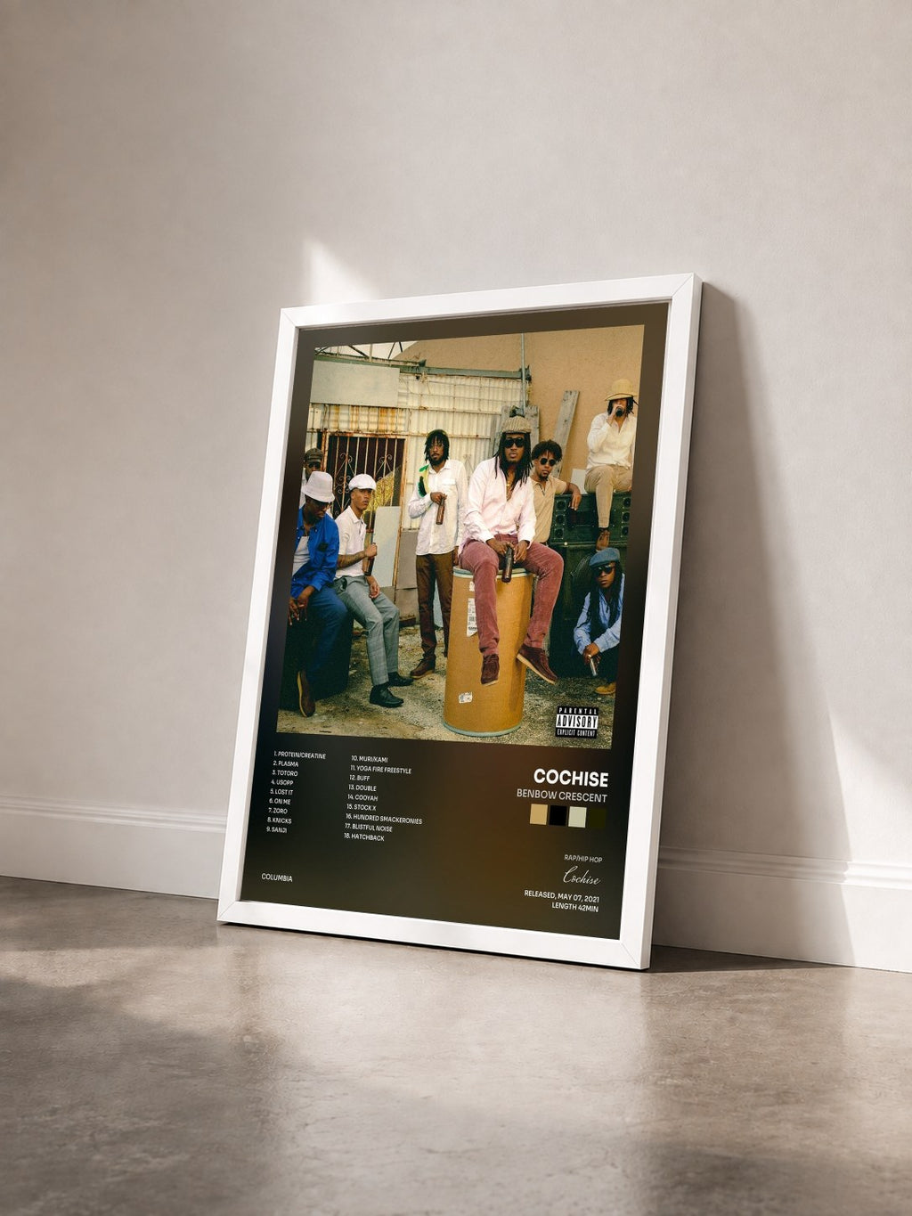 #blanc Tableau de l'album Benbow Crescent de Cochise vu de trois quarts, cadre blanc