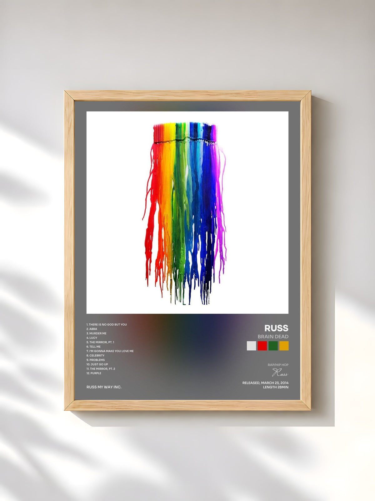 #bois Tableau de l'album Brain Dead de Russ, cadre en bois brut, imprimé et encadré en France