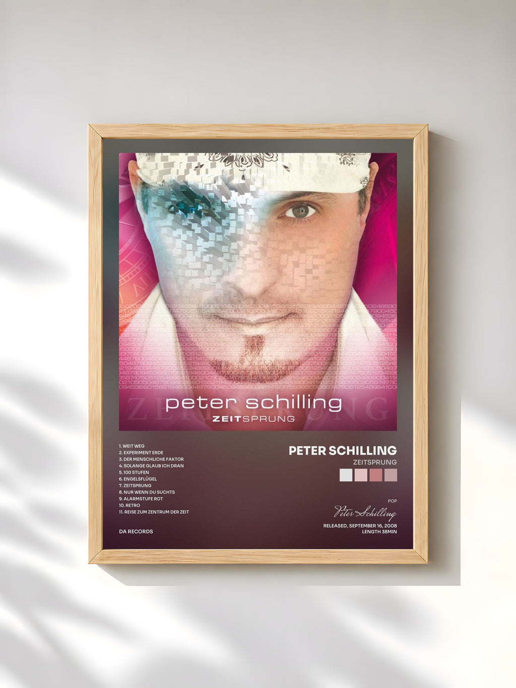 #bois Tableau de l'album Zeitsprung de Peter Schilling, cadre en bois brut, imprimé et encadré en France