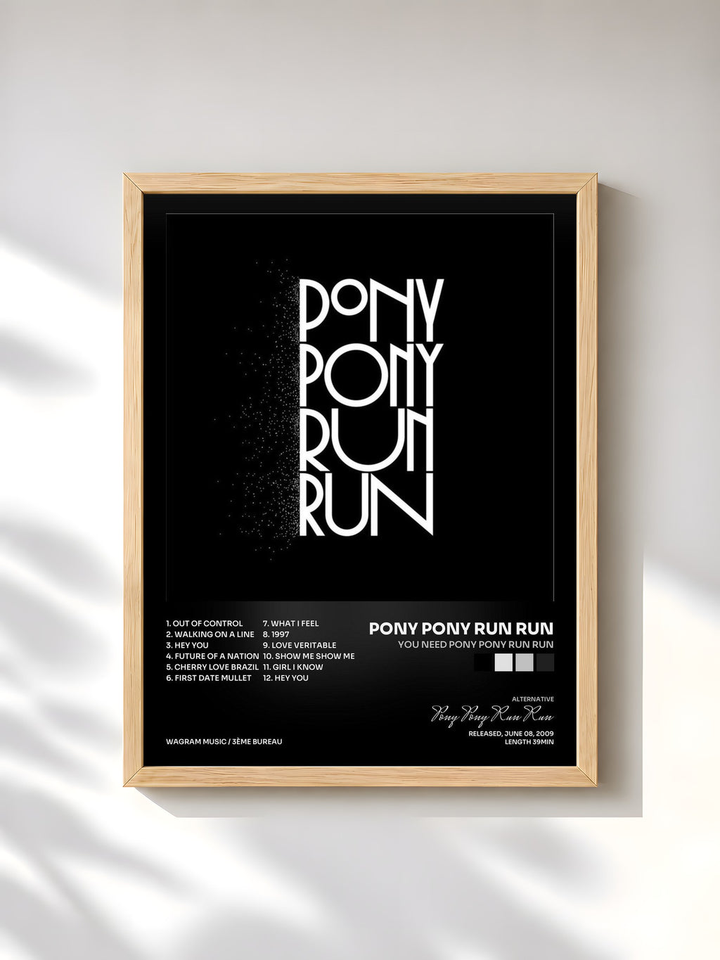 #bois Tableau de l'album You need Pony Pony Run Run de Pony Pony Run Run, cadre en bois brut, imprimé et encadré en France
