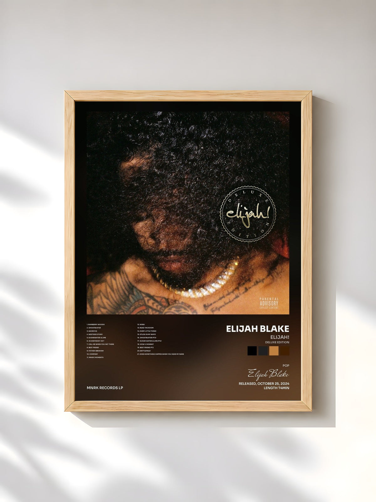 #bois Tableau de l'album elijah! (Deluxe Edition) de Elijah Blake, cadre en bois brut, imprimé et encadré en France