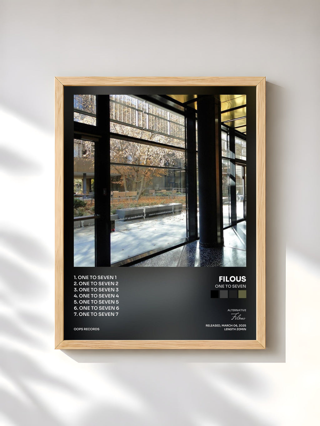 #bois Tableau de l'album One to Seven de Filous, cadre en bois brut, imprimé et encadré en France