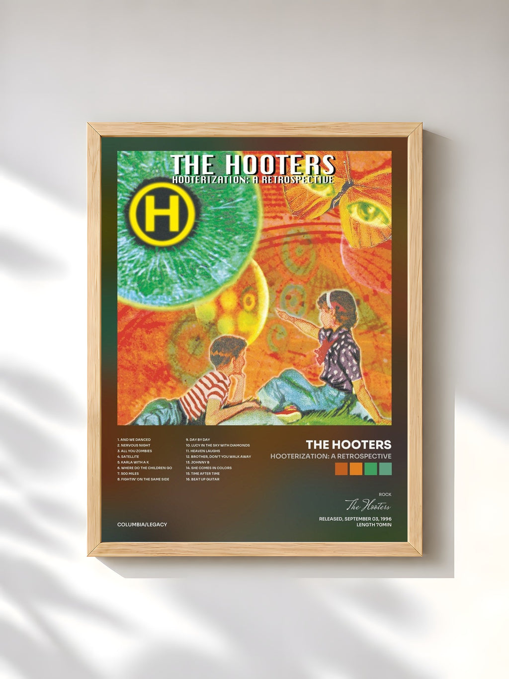 #bois Tableau de l'album Hooterization: A Retrospective de The Hooters, cadre en bois brut, imprimé et encadré en France