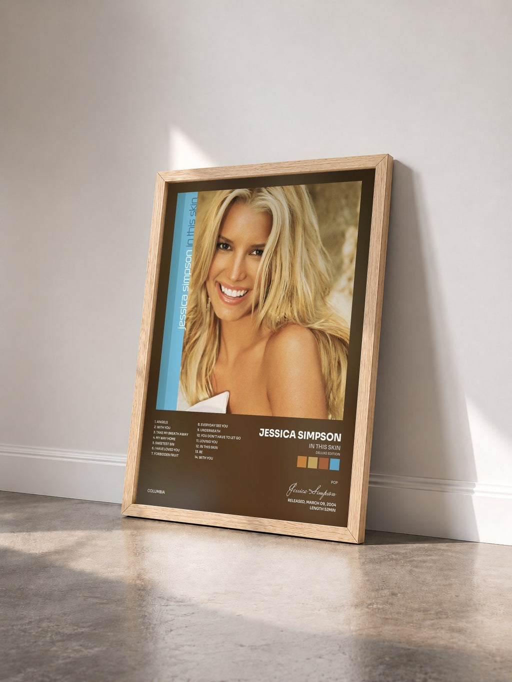 #bois Tableau de l'album In This Skin (Deluxe Edition) de Jessica Simpson vu de trois quarts, cadre en bois brut