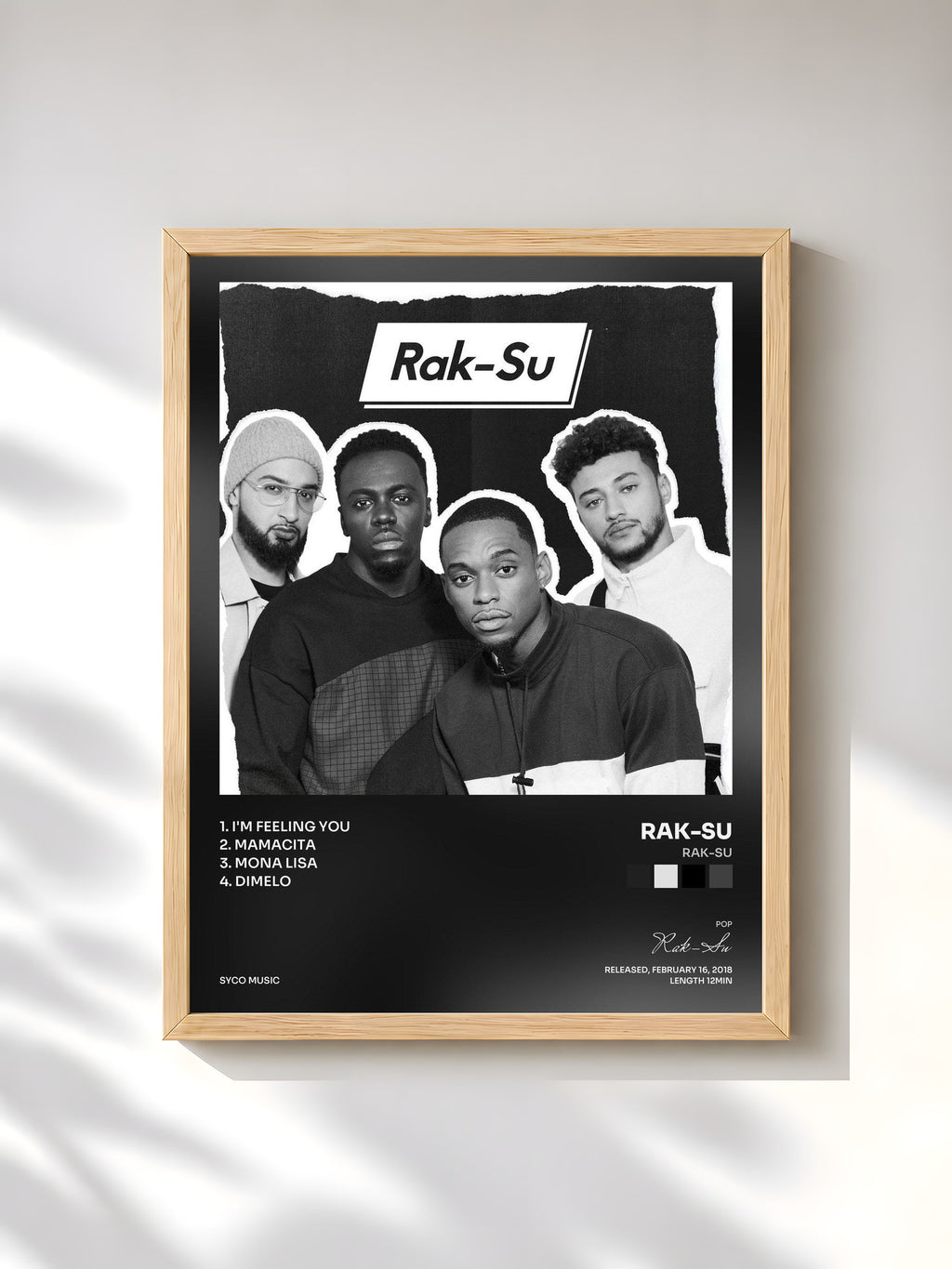 #bois Tableau de l'album Rak-Su de Rak-Su, cadre en bois brut, imprimé et encadré en France