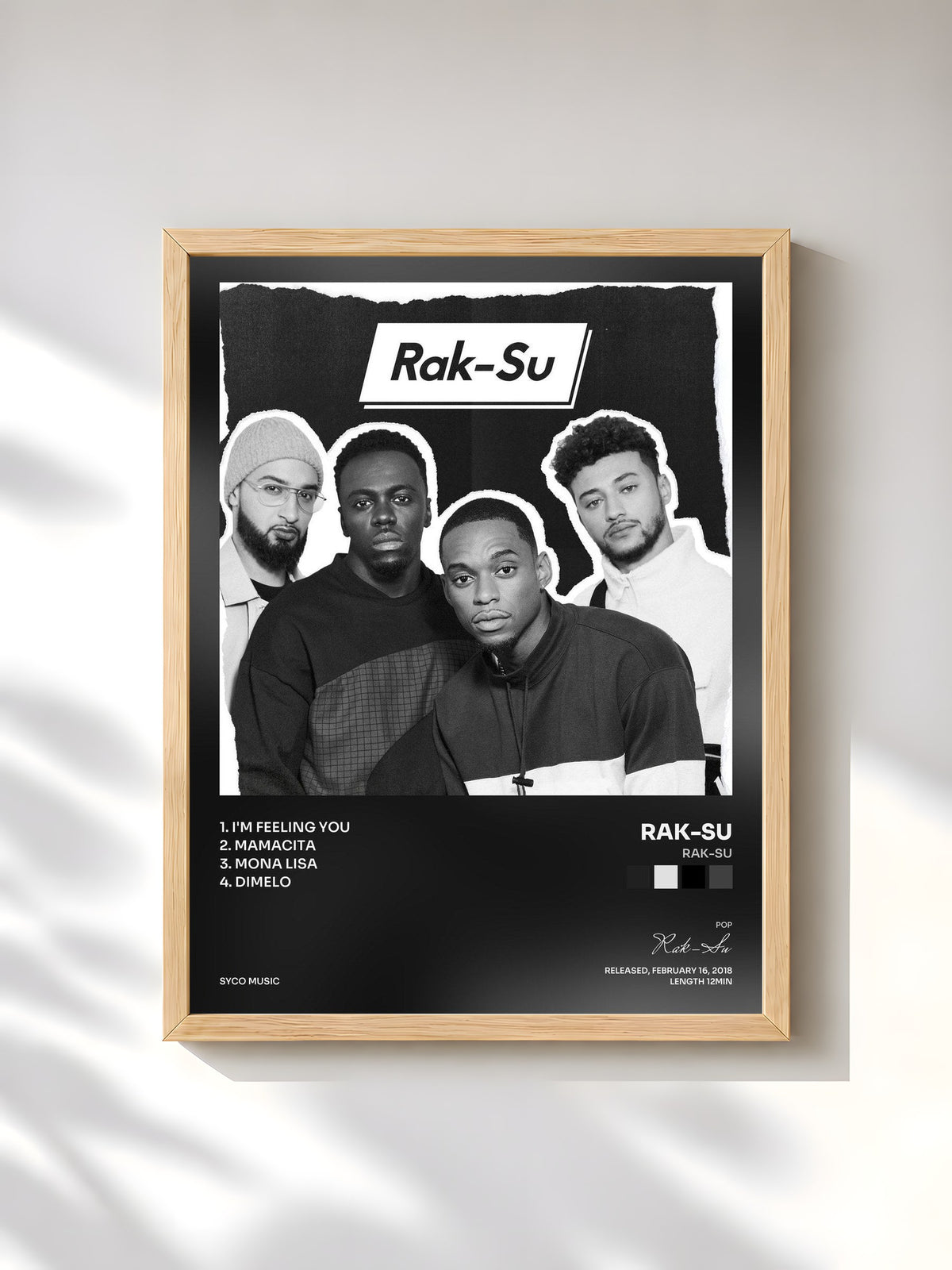 #bois Tableau de l'album Rak-Su de Rak-Su, cadre en bois brut, imprimé et encadré en France