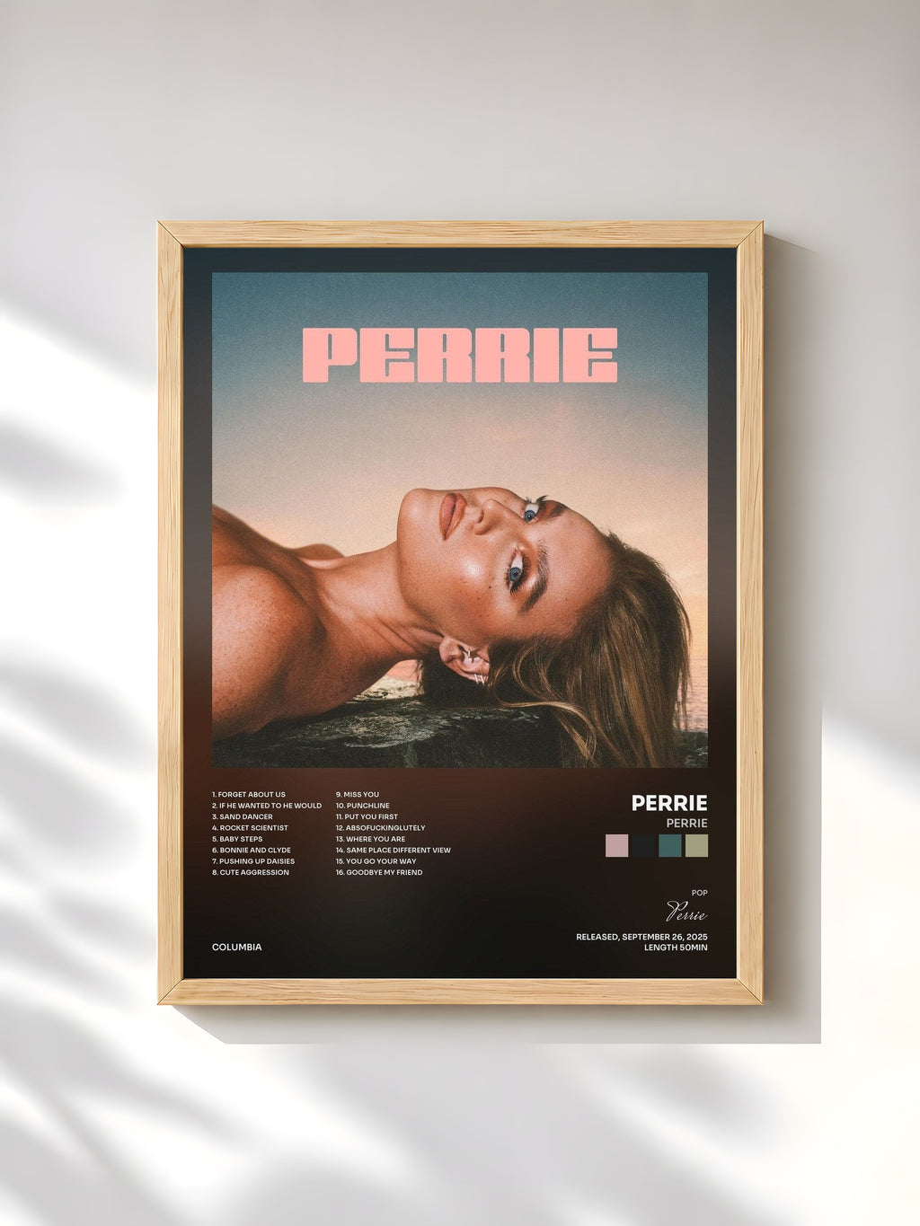 #bois Tableau de l'album Perrie de Perrie, cadre en bois brut, imprimé et encadré en France