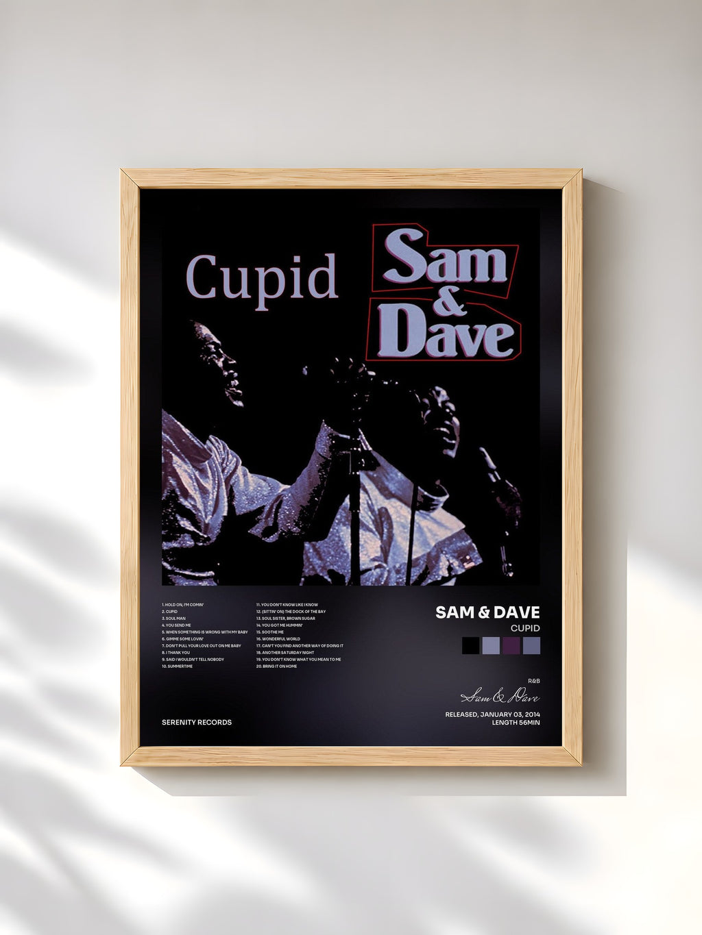 #bois Tableau de l'album Cupid de Sam & Dave, cadre en bois brut, imprimé et encadré en France