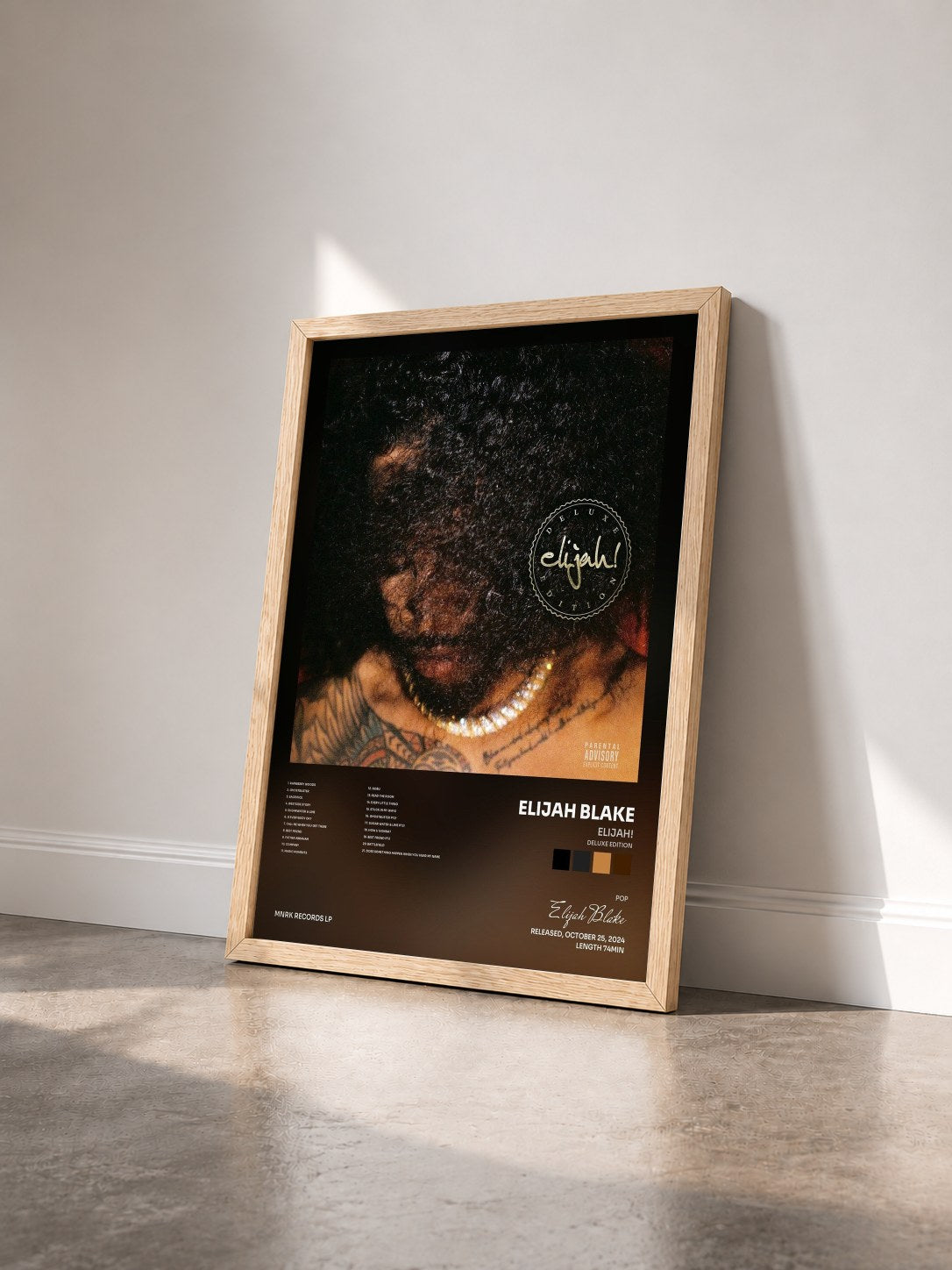 #bois Tableau de l'album elijah! (Deluxe Edition) de Elijah Blake vu de trois quarts, cadre en bois brut