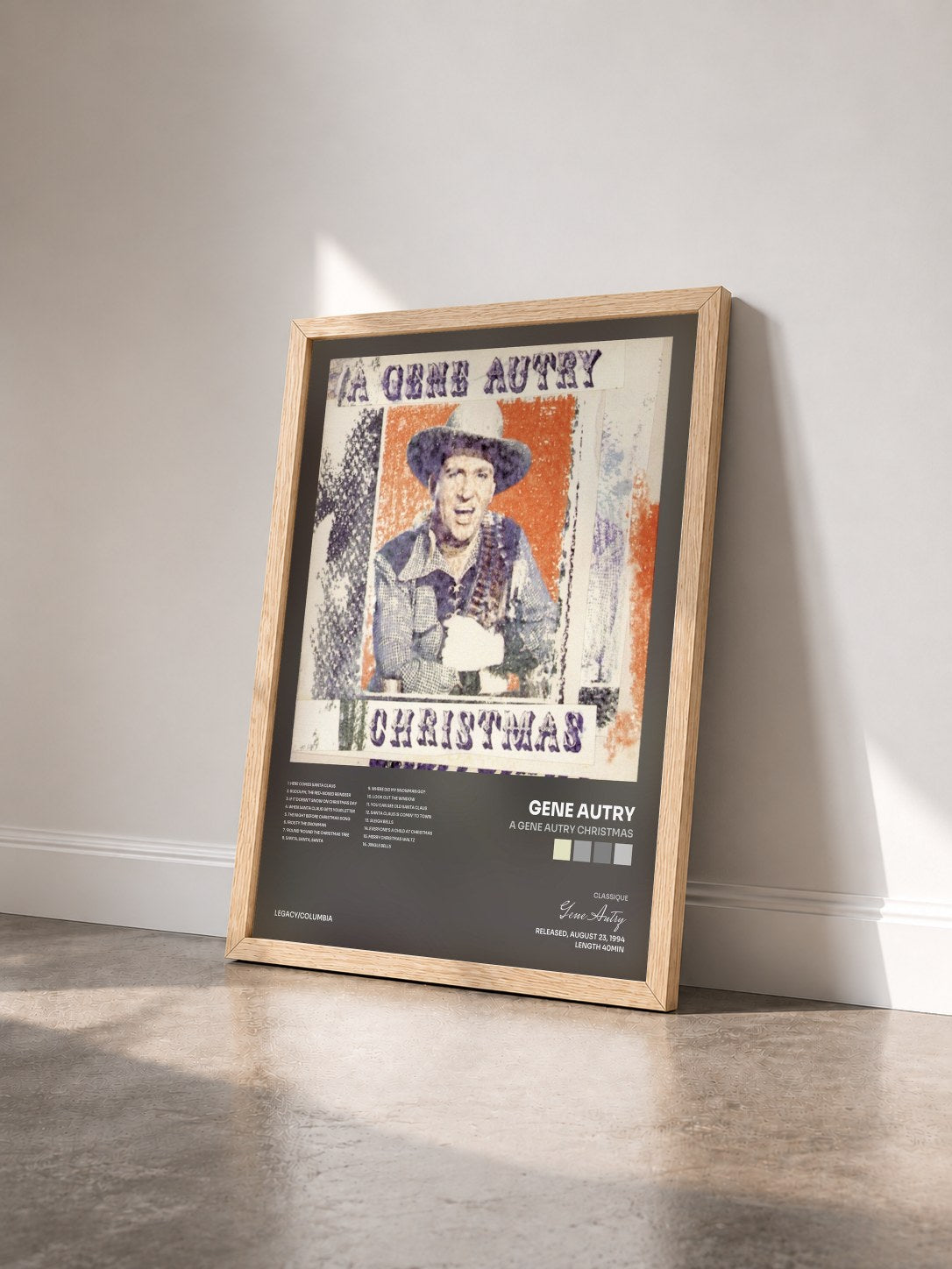 #bois Tableau de l'album A Gene Autry Christmas de Gene Autry vu de trois quarts, cadre en bois brut