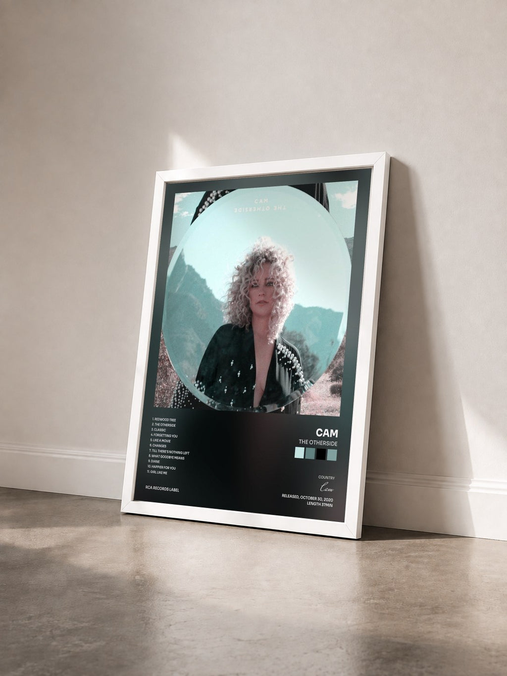 #blanc Tableau de l'album The Otherside de Cam vu de trois quarts, cadre blanc