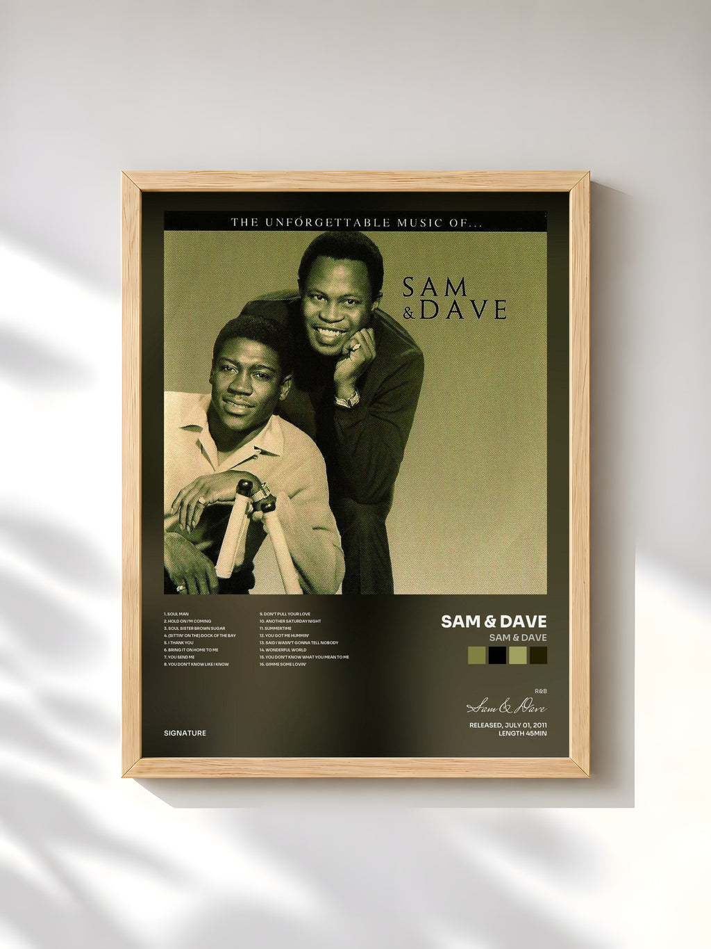 #bois Tableau de l'album Sam & Dave de Sam & Dave, cadre en bois brut, imprimé et encadré en France