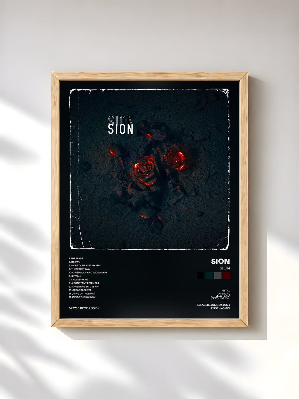 #bois Tableau de l'album SION de SION, cadre en bois brut, imprimé et encadré en France