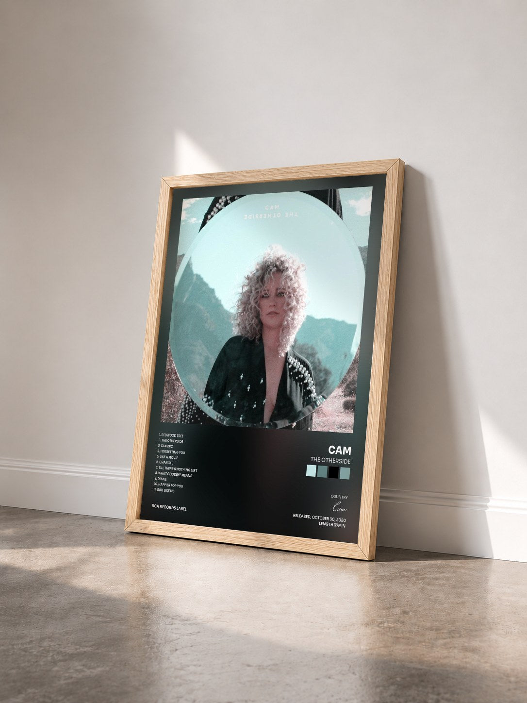 #bois Tableau de l'album The Otherside de Cam vu de trois quarts, cadre en bois brut