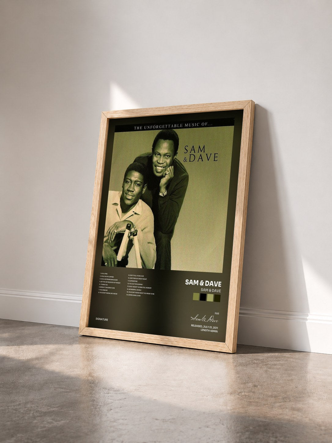 #bois Tableau de l'album Sam & Dave de Sam & Dave vu de trois quarts, cadre en bois brut