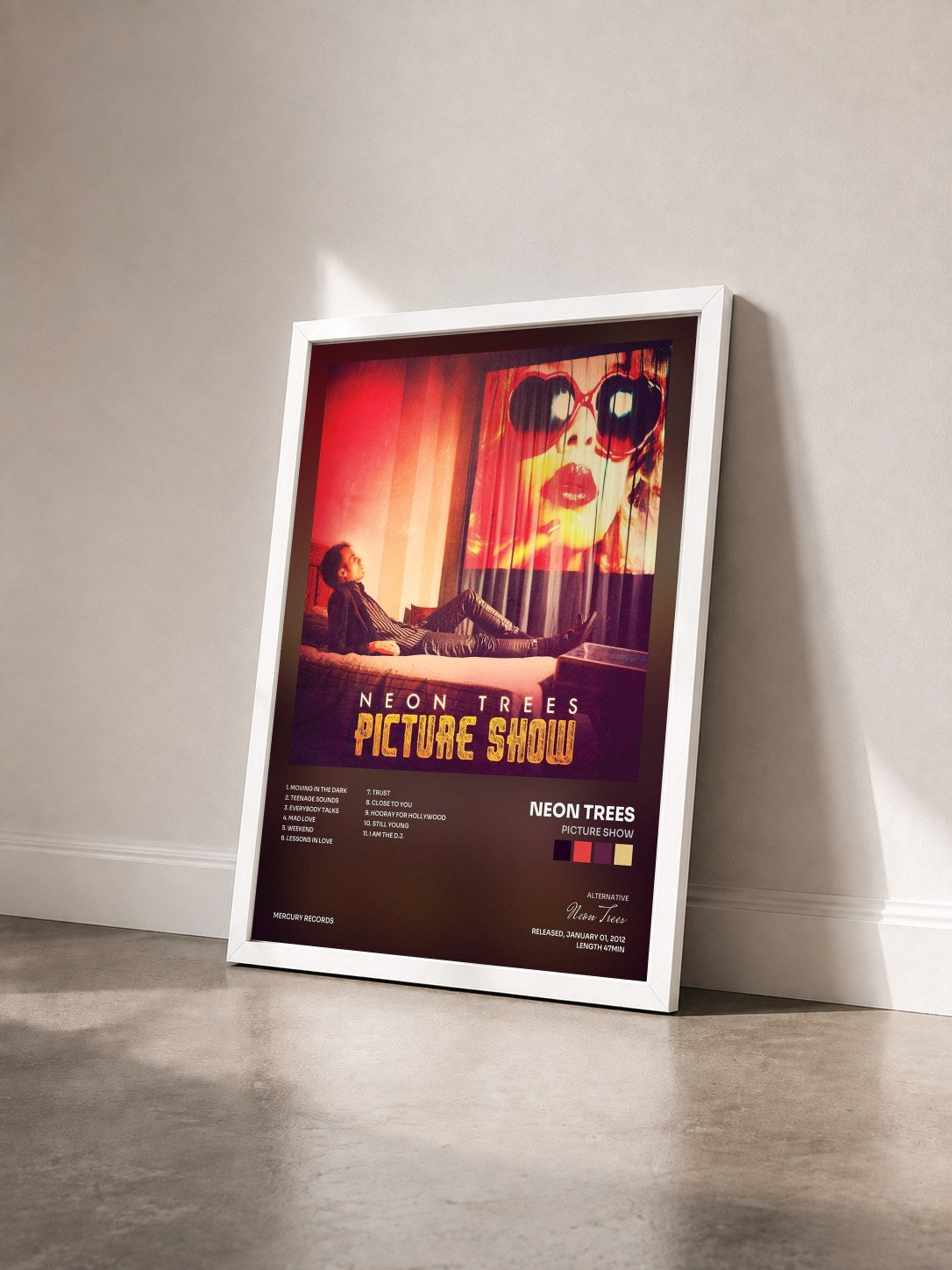 #blanc Tableau de l'album Picture Show de Neon Trees vu de trois quarts, cadre blanc
