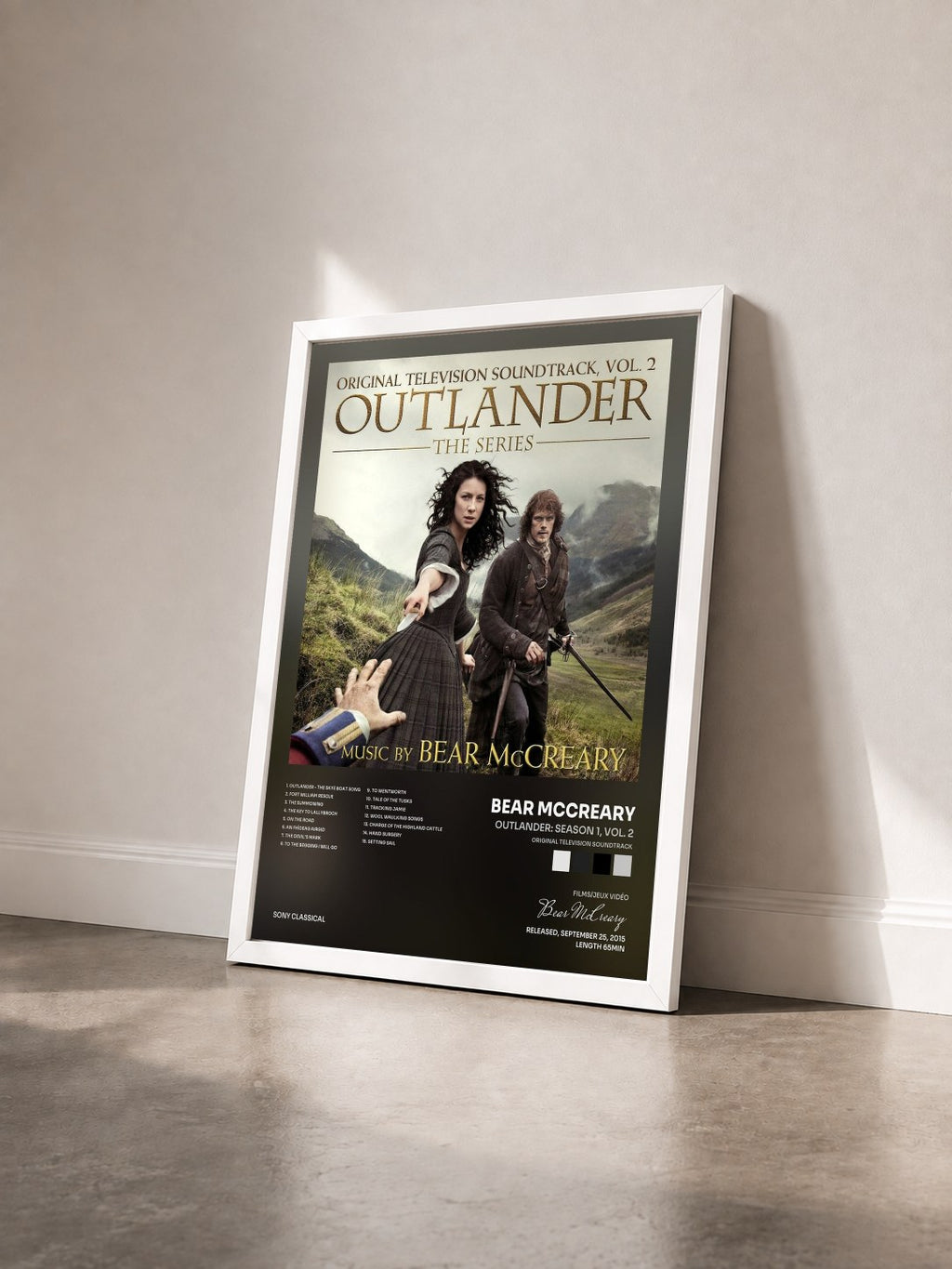 #blanc Tableau de l'album Outlander: Season 1, Vol. 2 (Original Television Soundtrack) de Bear McCreary vu de trois quarts, cadre blanc