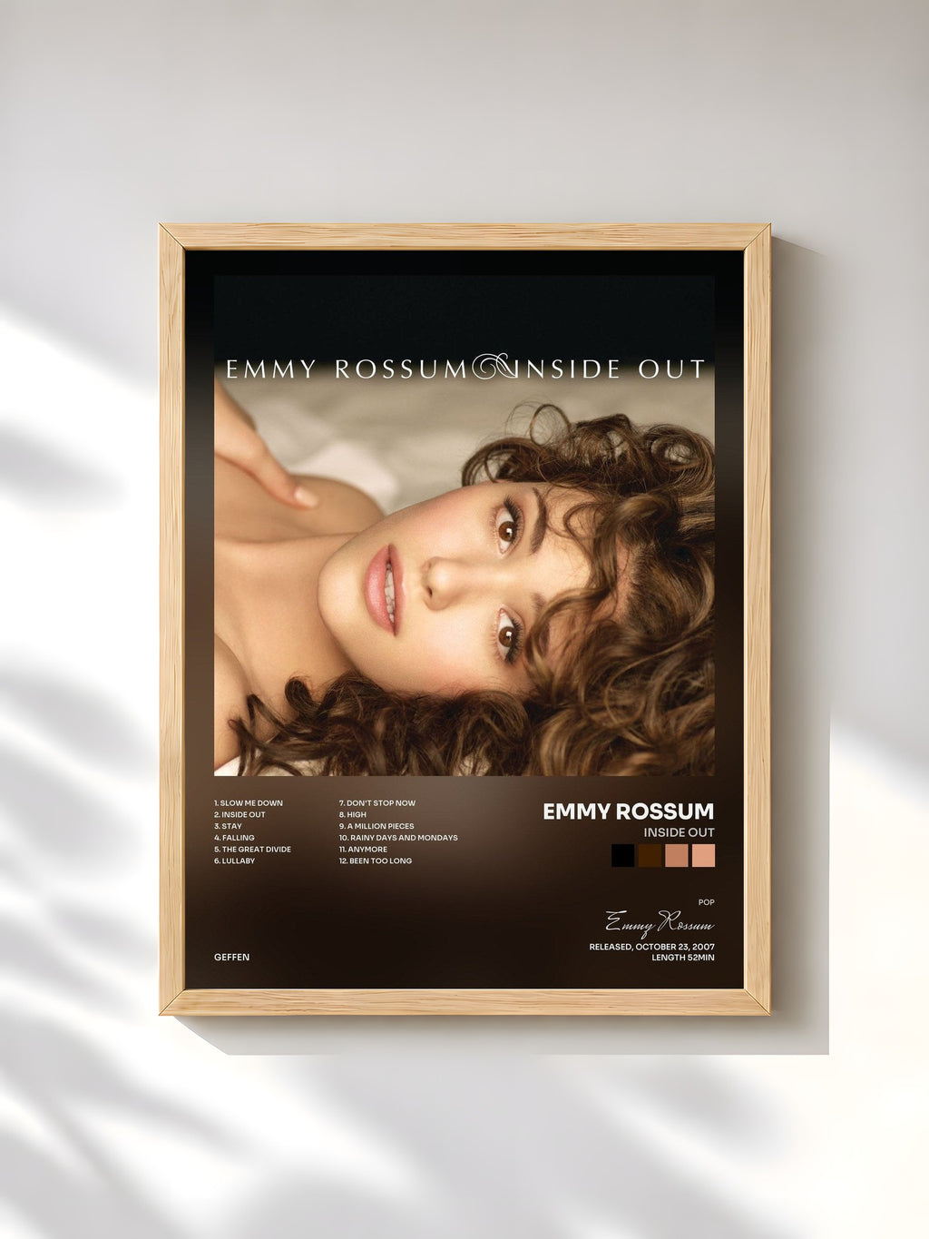 #bois Tableau de l'album Inside Out de Emmy Rossum, cadre en bois brut, imprimé et encadré en France