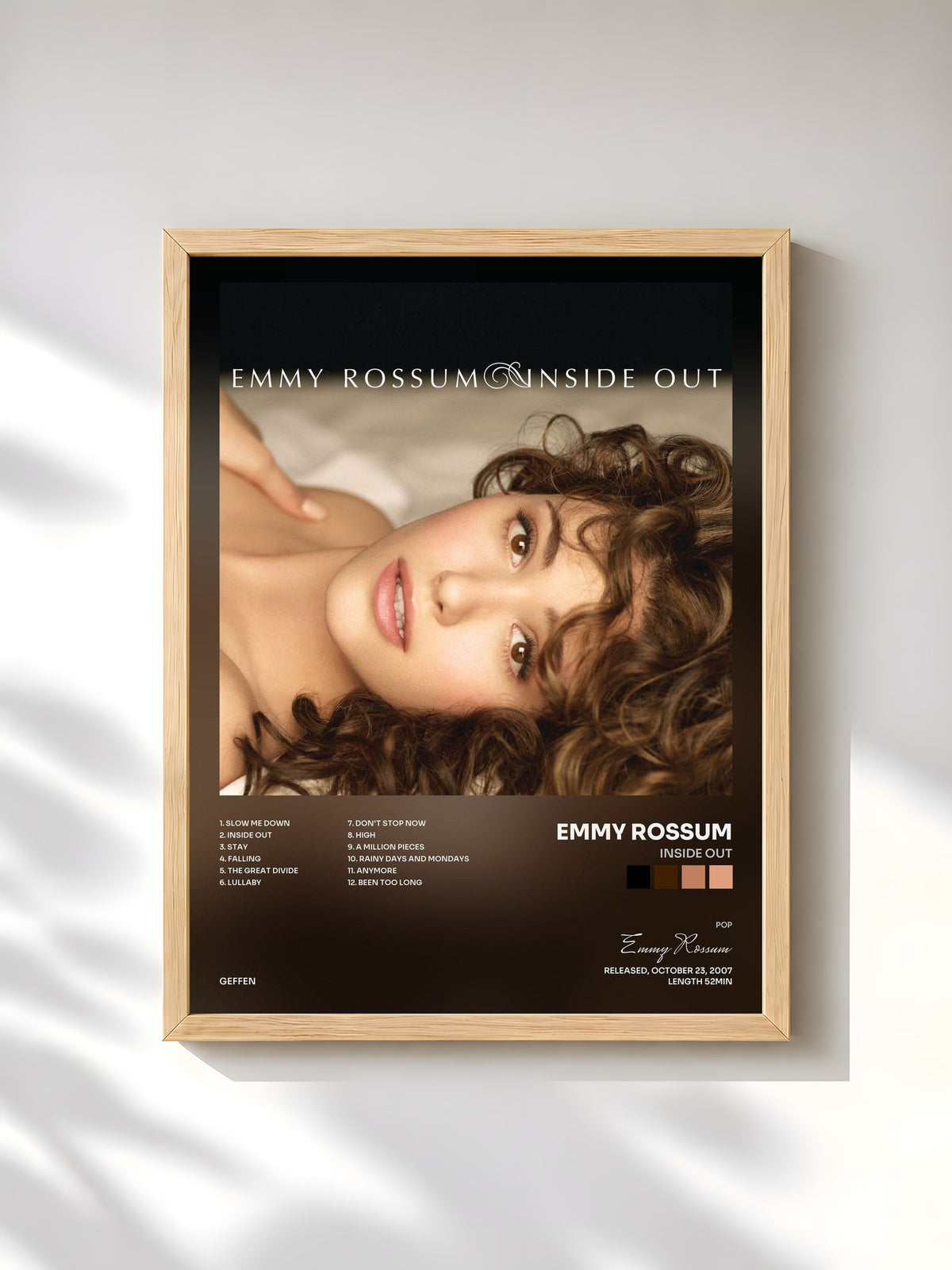 #bois Tableau de l'album Inside Out de Emmy Rossum, cadre en bois brut, imprimé et encadré en France