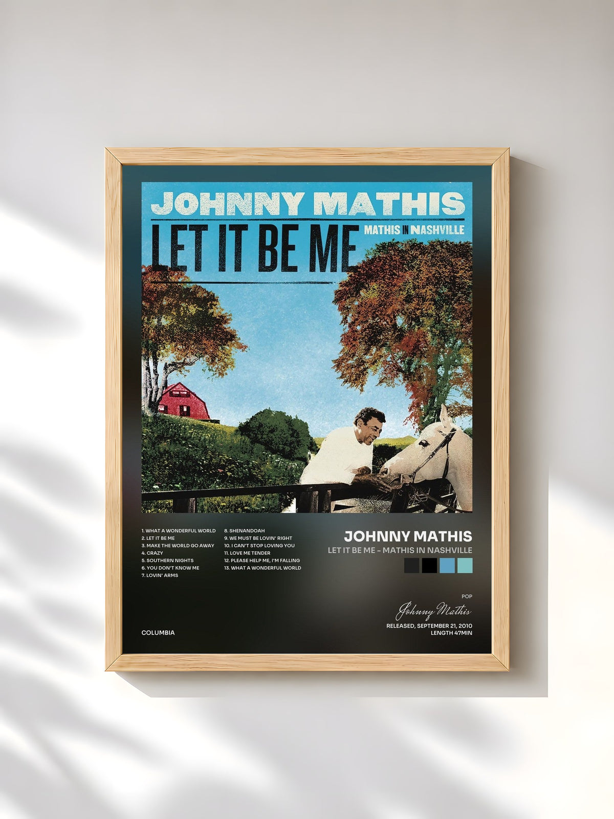 #bois Tableau de l'album Let It Be Me - Mathis In Nashville de Johnny Mathis, cadre en bois brut, imprimé et encadré en France