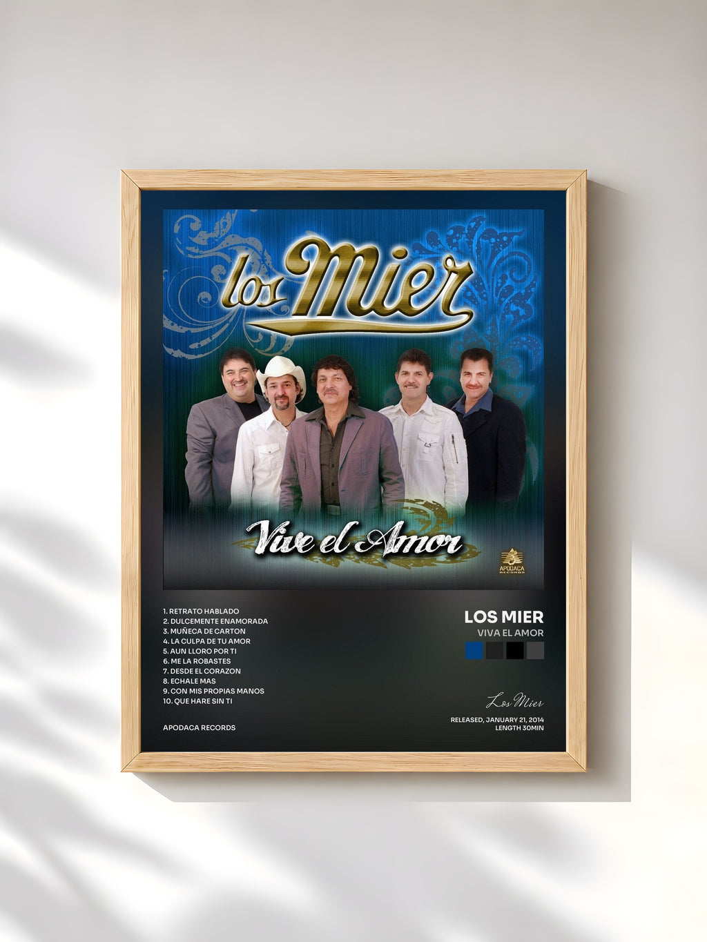 #bois Tableau de l'album Viva el Amor de Los Mier, cadre en bois brut, imprimé et encadré en France