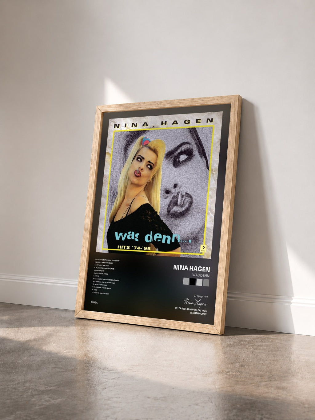 #bois Tableau de l'album Was denn de Nina Hagen vu de trois quarts, cadre en bois brut