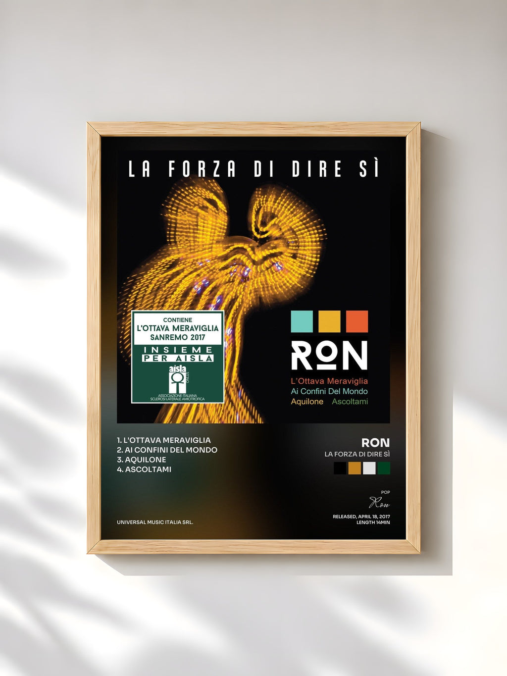#bois Tableau de l'album La Forza Di Dire Sì de Ron, cadre en bois brut, imprimé et encadré en France