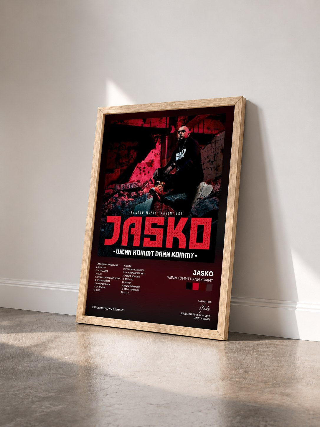 #bois Tableau de l'album Wenn kommt dann kommt de Jasko vu de trois quarts, cadre en bois brut