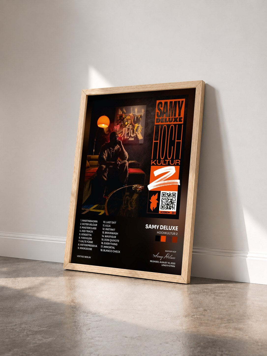 #bois Tableau de l'album Hochkultur 2 de Samy Deluxe vu de trois quarts, cadre en bois brut
