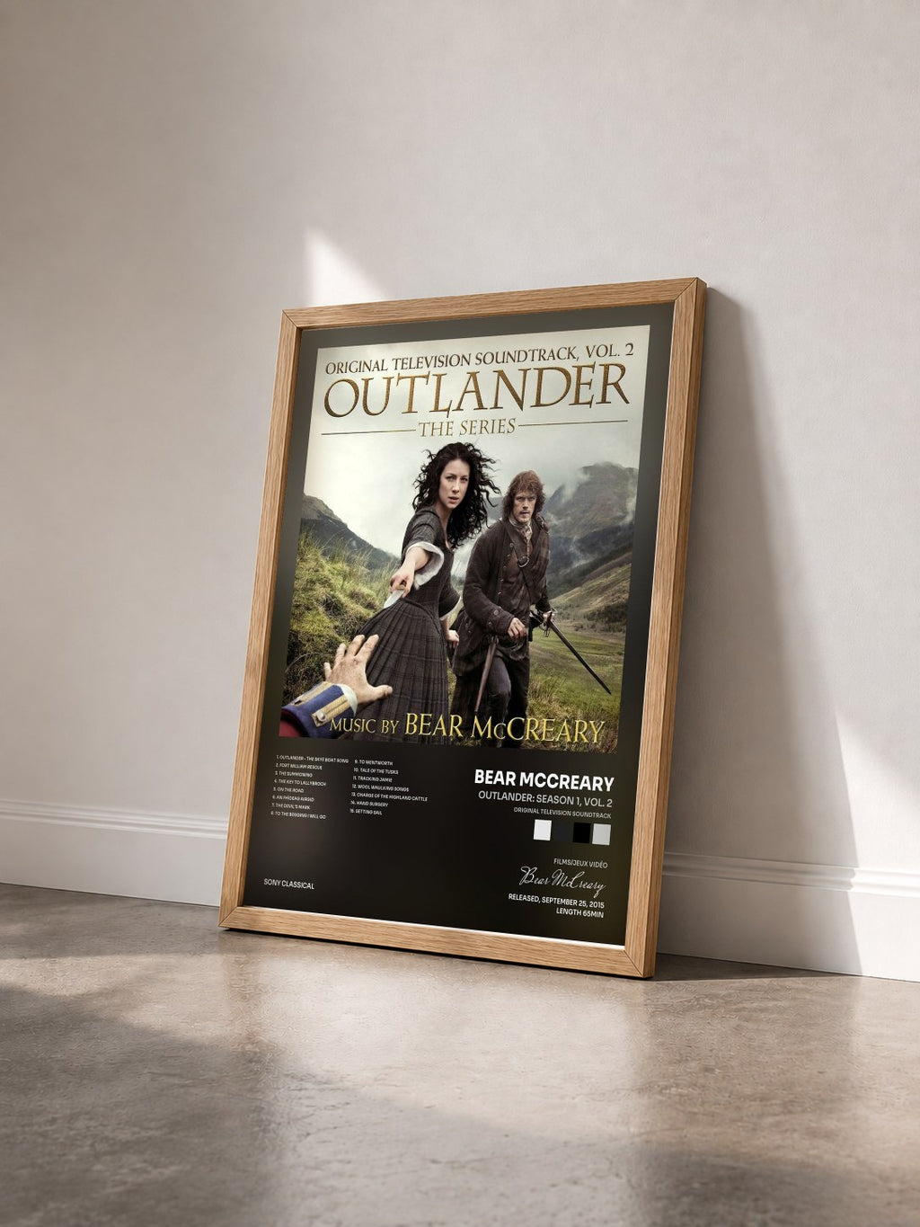 #bois Tableau de l'album Outlander: Season 1, Vol. 2 (Original Television Soundtrack) de Bear McCreary vu de trois quarts, cadre en bois brut