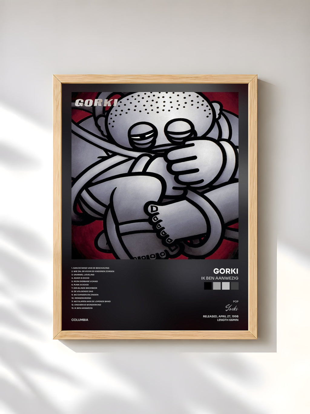 #bois Tableau de l'album Ik Ben Aanwezig de Gorki, cadre en bois brut, imprimé et encadré en France