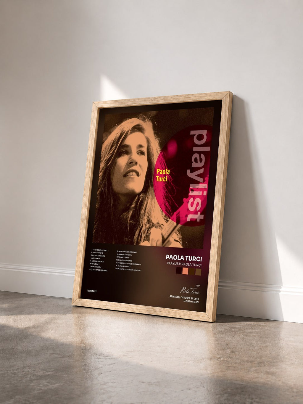 #bois Tableau de l'album Playlist: Paola Turci de Paola Turci vu de trois quarts, cadre en bois brut