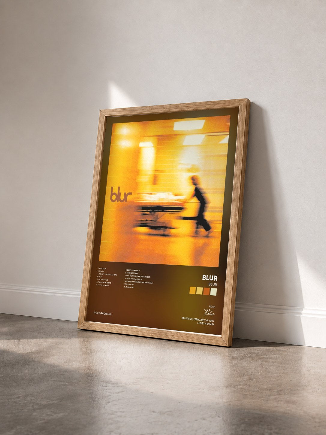 #bois Tableau de l'album Blur de Blur vu de trois quarts, cadre en bois brut