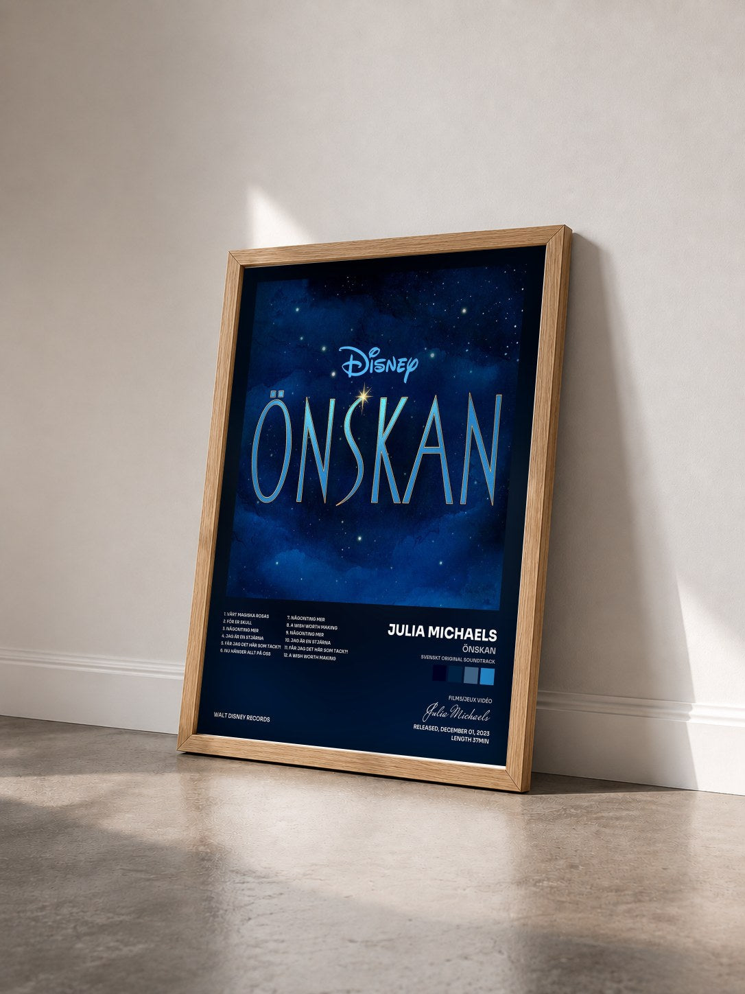 #bois Tableau de l'album Önskan (Svenskt Original Soundtrack) de Julia Michaels vu de trois quarts, cadre en bois brut