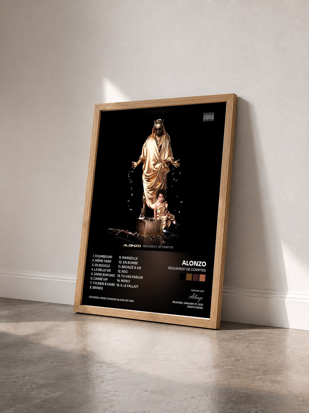 #bois Tableau de l'album Règlement de comptes de Alonzo vu de trois quarts, cadre en bois brut