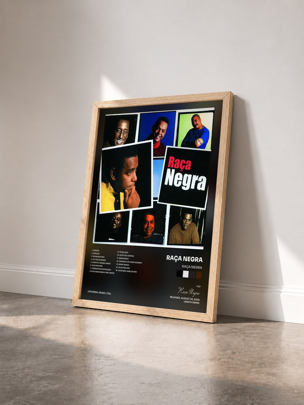 #bois Tableau de l'album Raça Negra de Raça Negra vu de trois quarts, cadre en bois brut