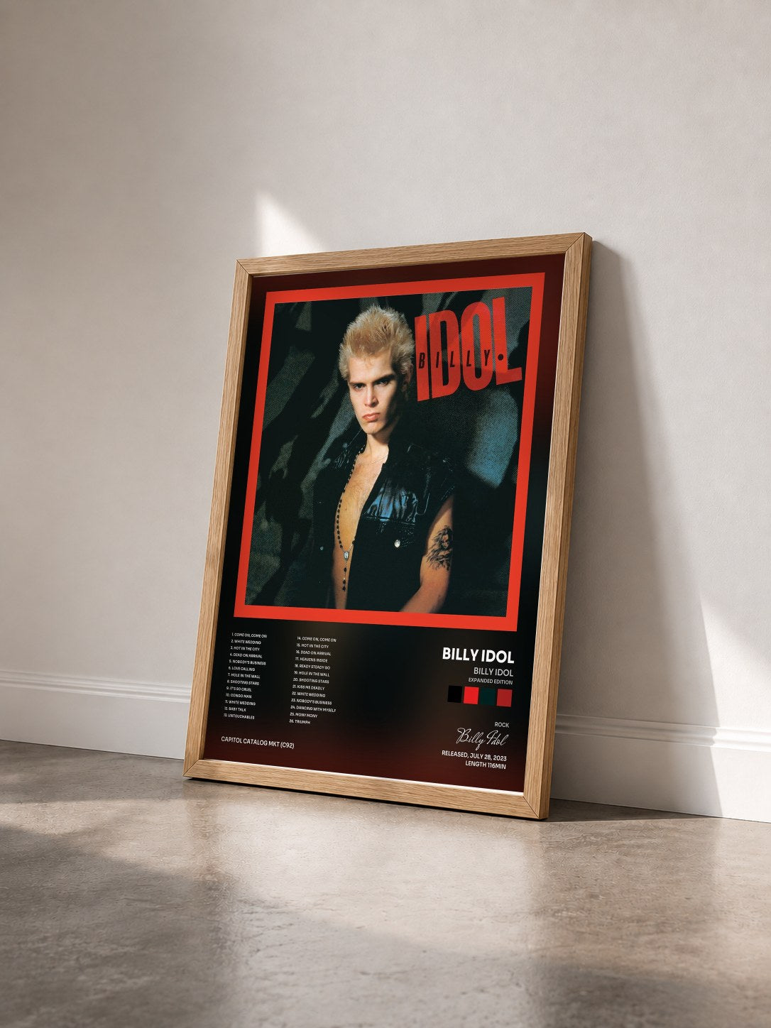 #bois Tableau de l'album Billy Idol (Expanded Edition) de Billy Idol vu de trois quarts, cadre en bois brut
