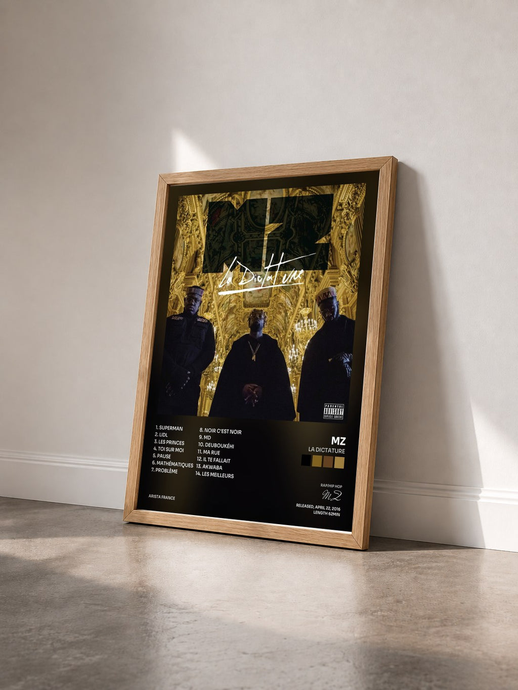 #bois Tableau de l'album La dictature de MZ vu de trois quarts, cadre en bois brut