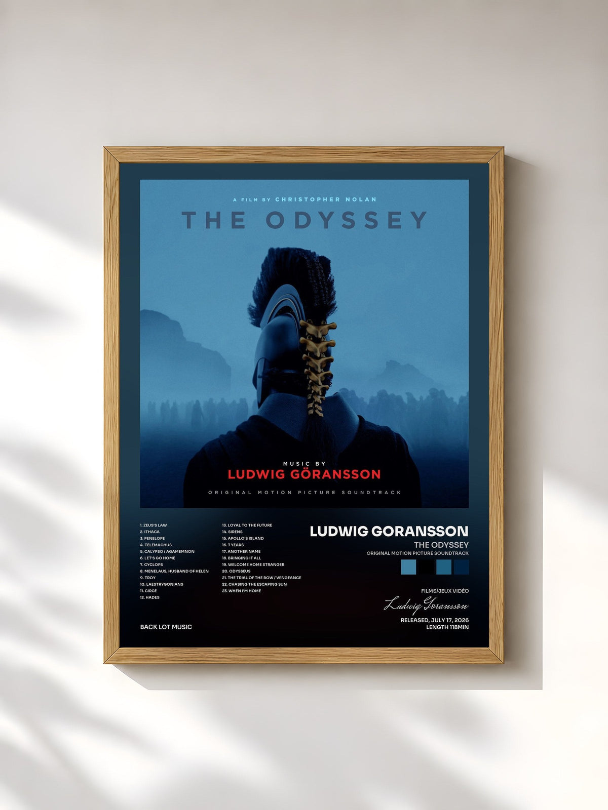 #bois Tableau de l'album The Odyssey (Original Motion Picture Soundtrack) de Ludwig Goransson, cadre en bois brut, imprimé et encadré en France