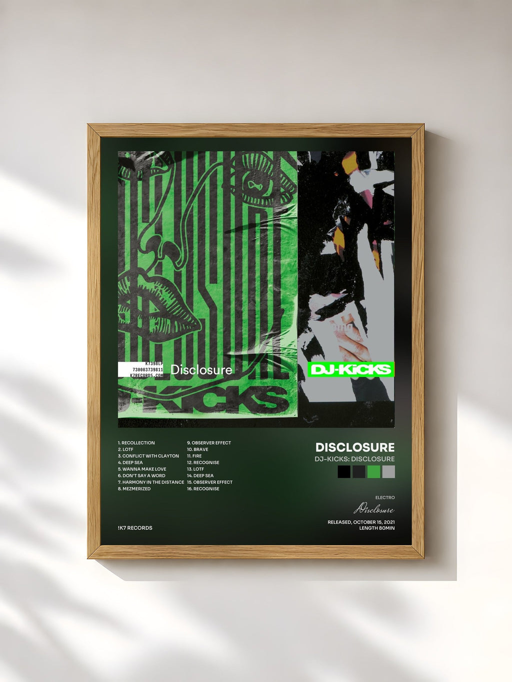 #bois Tableau de l'album DJ-Kicks: Disclosure de Disclosure, cadre en bois brut, imprimé et encadré en France