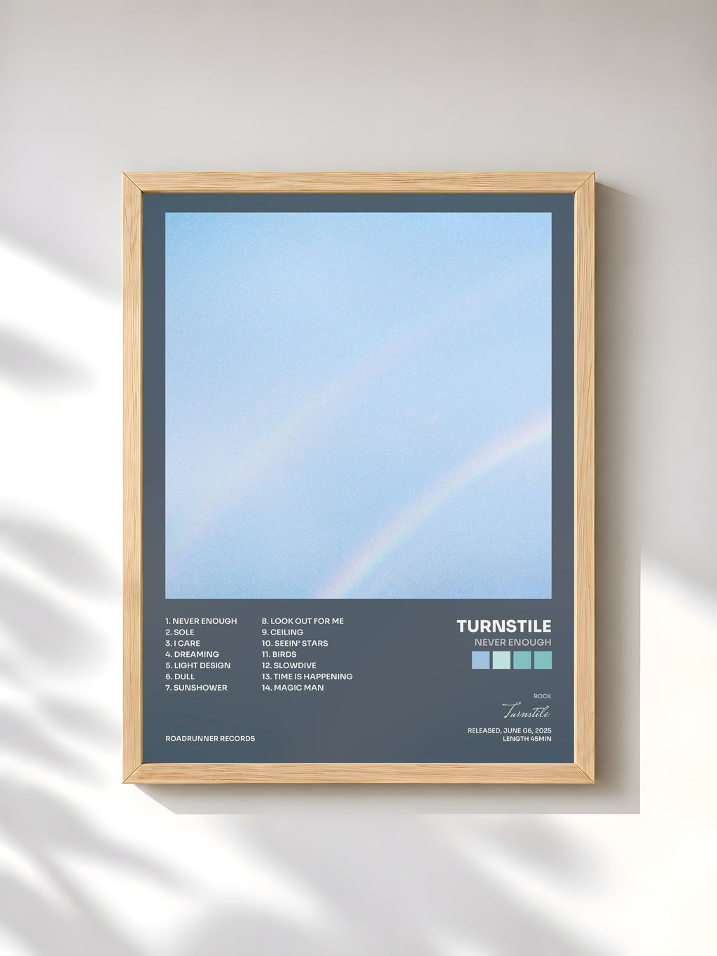 #bois Tableau de l'album NEVER ENOUGH de Turnstile, cadre en bois brut, imprimé et encadré en France