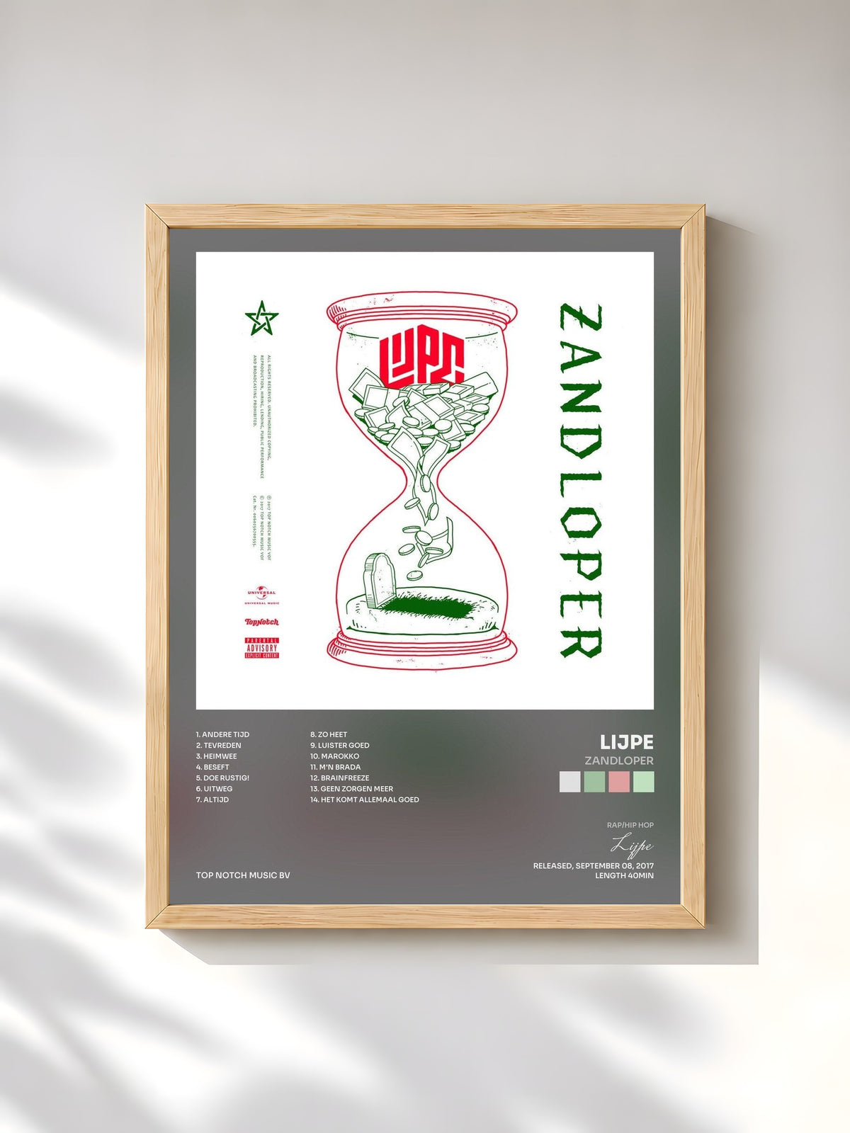 #bois Tableau de l'album Zandloper de Lijpe, cadre en bois brut, imprimé et encadré en France