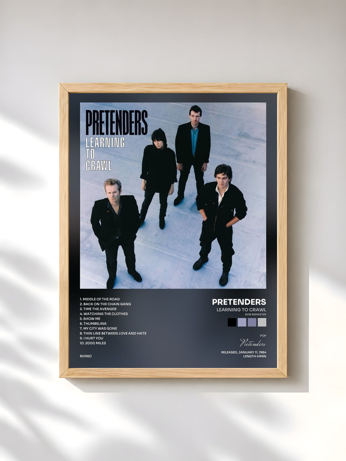 #bois Tableau de l'album Learning to Crawl (2018 Remaster) de Pretenders, cadre en bois brut, imprimé et encadré en France