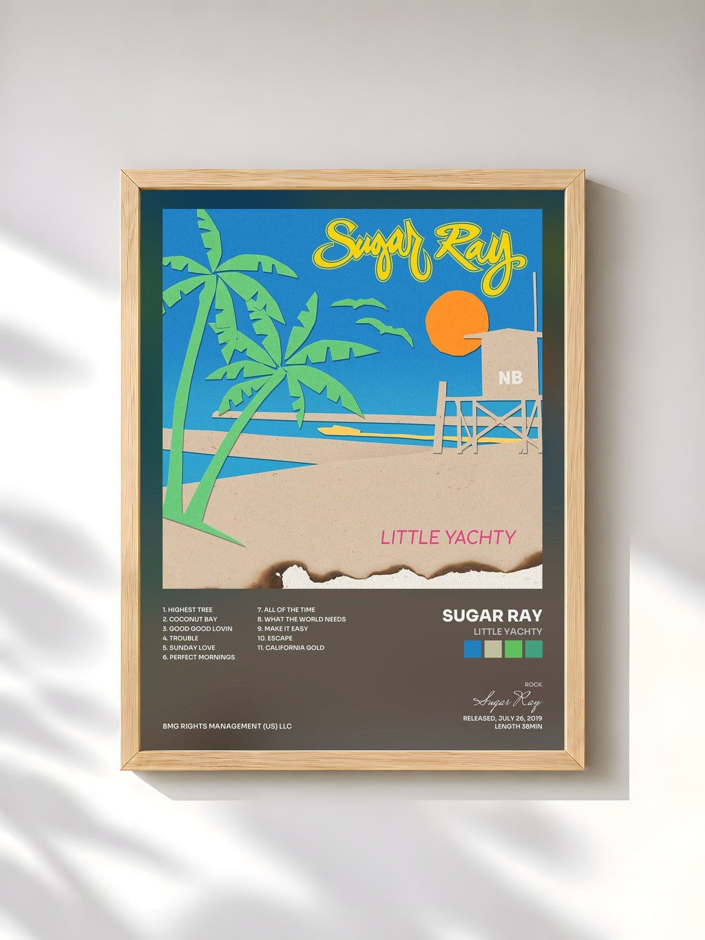 #bois Tableau de l'album Little Yachty de Sugar Ray, cadre en bois brut, imprimé et encadré en France