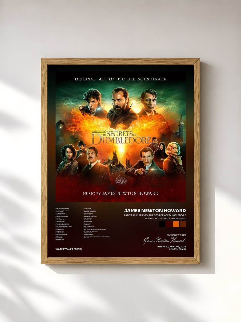 #bois Tableau de l'album Fantastic Beasts: The Secrets of Dumbledore (Original Motion Picture Soundtrack) de James Newton Howard, cadre en bois brut, imprimé et encadré en France